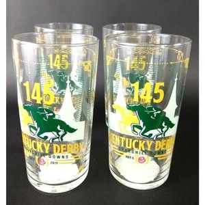 Set 4 NEW Official 145th Kentucky Derby 2019 Mint Julip Glasses Churchill Downs